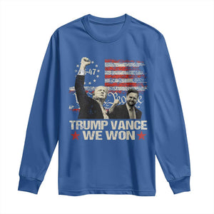 Trump Vance We Won 2024 Long Sleeve Shirt The 47th US President Betsy American Flag TS11 Royal Blue Print Your Wear