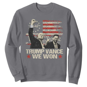 Trump Vance We Won 2024 Sweatshirt The 47th US President Betsy American Flag TS11 Charcoal Print Your Wear