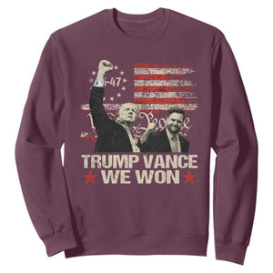 Trump Vance We Won 2024 Sweatshirt The 47th US President Betsy American Flag TS11 Maroon Print Your Wear