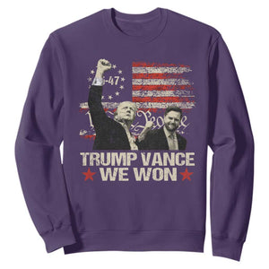 Trump Vance We Won 2024 Sweatshirt The 47th US President Betsy American Flag TS11 Purple Print Your Wear