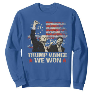 Trump Vance We Won 2024 Sweatshirt The 47th US President Betsy American Flag TS11 Royal Blue Print Your Wear