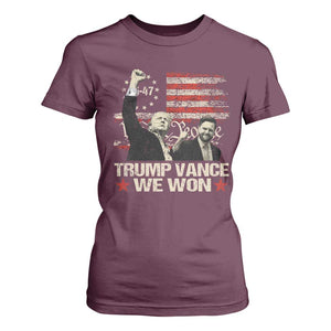 Trump Vance We Won 2024 T Shirt For Women The 47th US President Betsy American Flag TS11 Maroon Print Your Wear