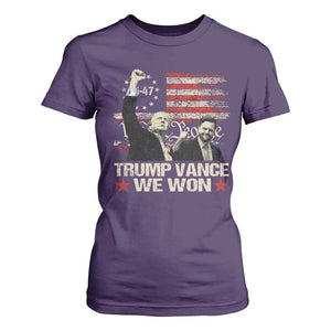 Trump Vance We Won 2024 T Shirt For Women The 47th US President Betsy American Flag TS11 Purple Print Your Wear