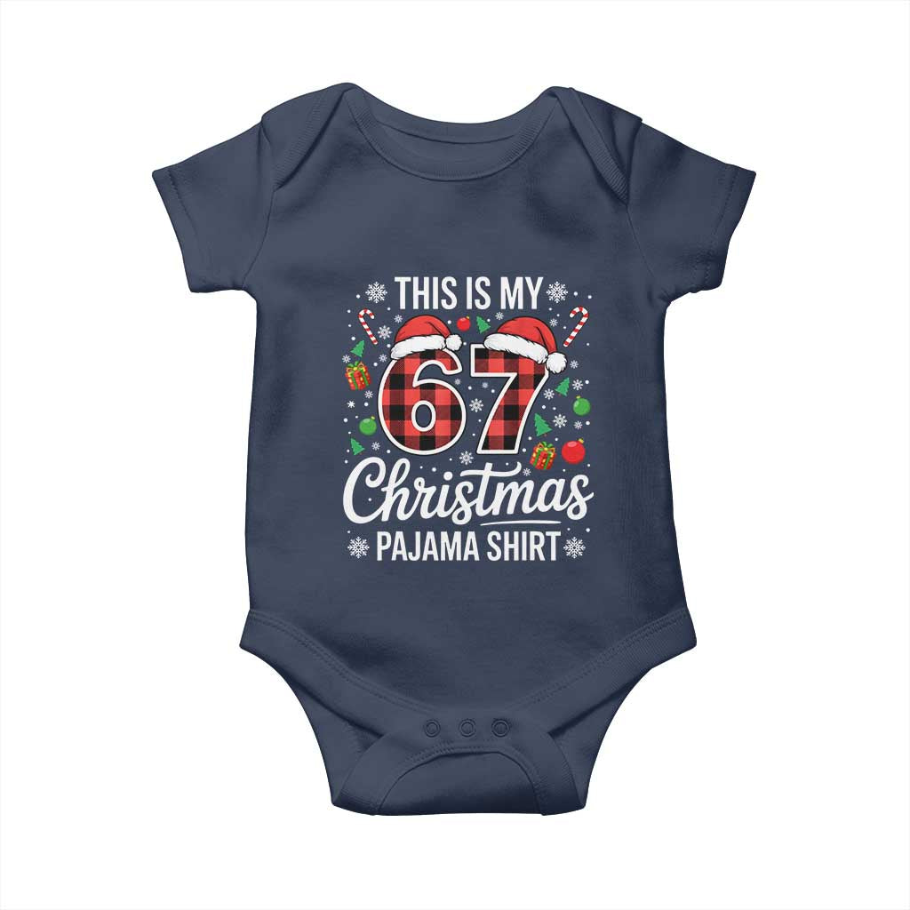 This Is My 67 Christmas Pajama Baby Onesie Six Seven Meme Xmas TS11 Navy Print Your Wear