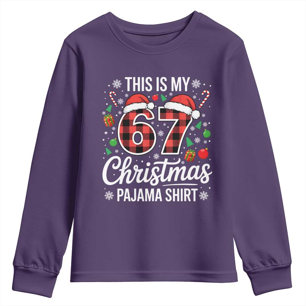 This Is My 67 Christmas Pajama Youth Sweatshirt Six Seven Meme Xmas TS11 Purple Print Your Wear