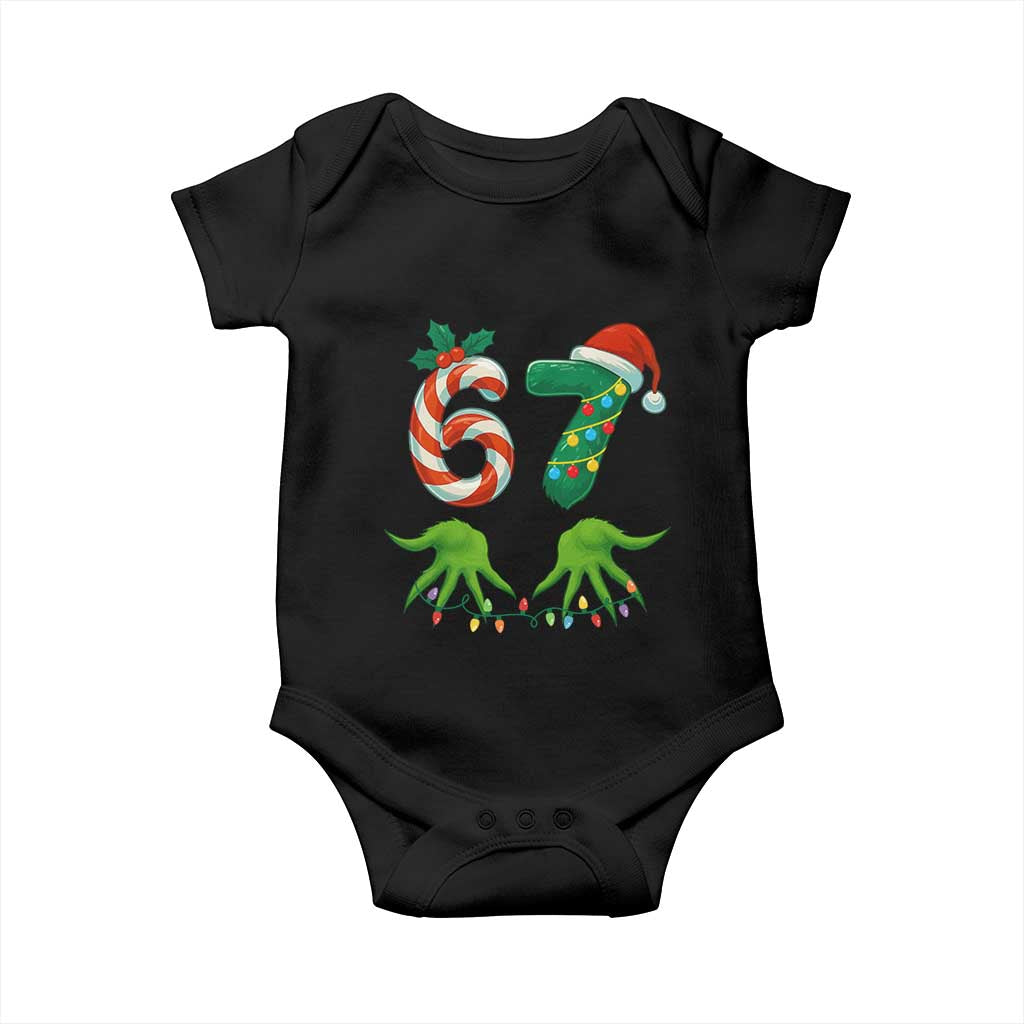 Funny Six Seven Christmas 67 Meme Gen Alpha Slang Elf Hands Baby Onesie TS11 Black Print Your Wear