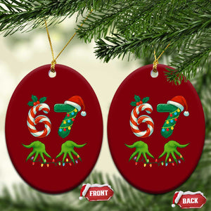 Funny Six Seven Christmas 67 Meme Gen Alpha Slang Elf Hands Ceramic Ornament TS11 Print Your Wear