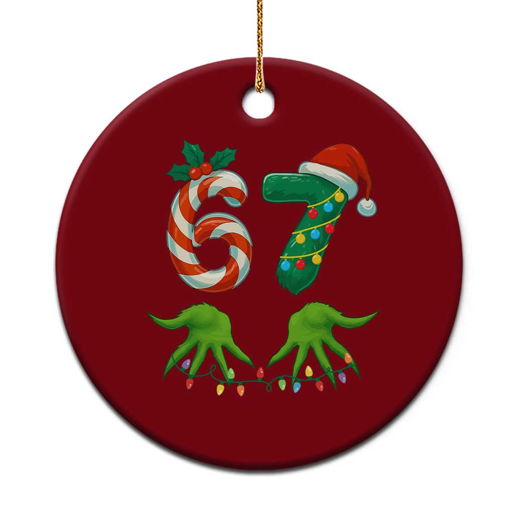 Funny Six Seven Christmas 67 Meme Gen Alpha Slang Elf Hands Ceramic Ornament TS11 1pc Red Print Your Wear