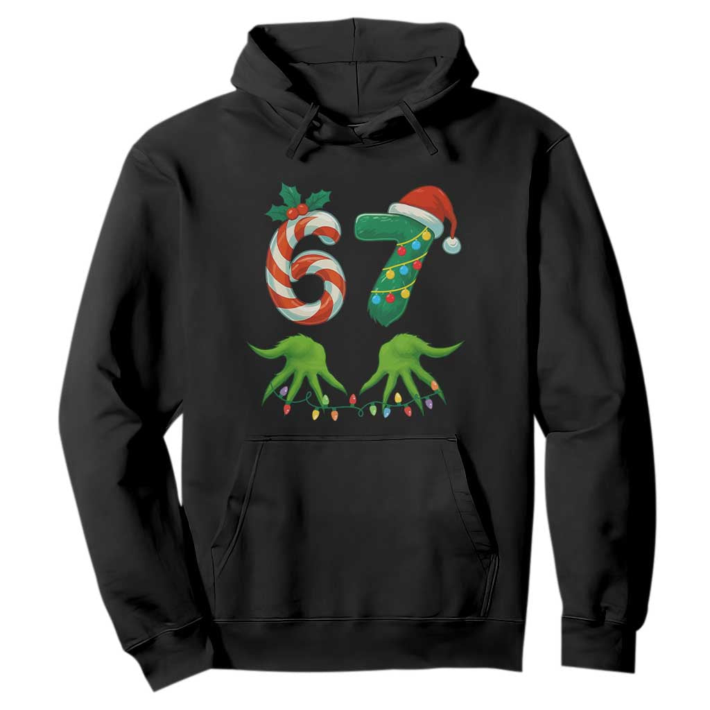 Funny Six Seven Christmas 67 Meme Gen Alpha Slang Elf Hands Hoodie TS11 Black Print Your Wear