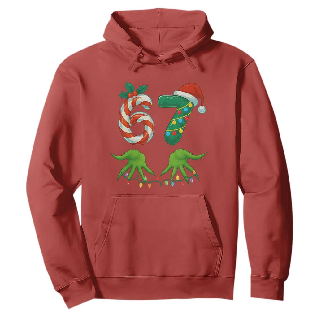 Funny Six Seven Christmas 67 Meme Gen Alpha Slang Elf Hands Hoodie TS11 Red Print Your Wear