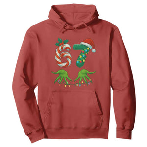 Funny Six Seven Christmas 67 Meme Gen Alpha Slang Elf Hands Hoodie TS11 Red Print Your Wear