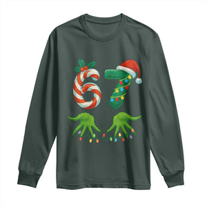 Funny Six Seven Christmas 67 Meme Gen Alpha Slang Elf Hands Long Sleeve Shirt TS11 Dark Forest Green Print Your Wear
