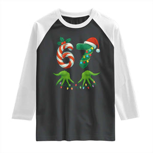 Funny Six Seven Christmas 67 Meme Gen Alpha Slang Elf Hands Raglan Shirt TS11 Black White Print Your Wear