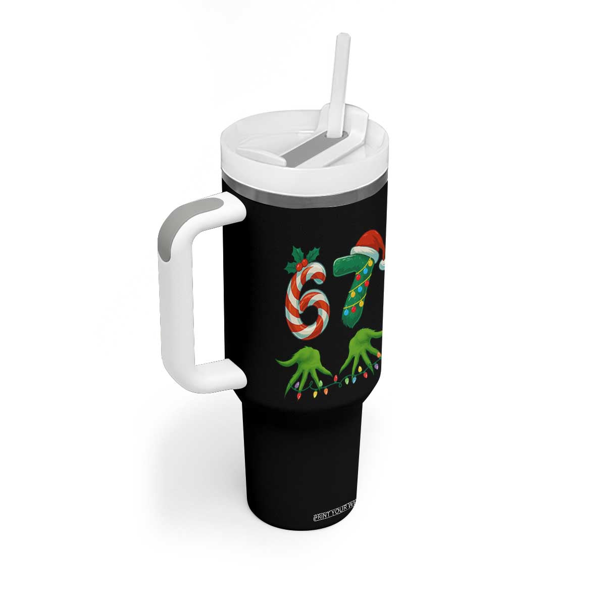 Funny Six Seven Christmas 67 Meme Gen Alpha Slang Elf Hands Tumbler With Handle TS11 Print Your Wear