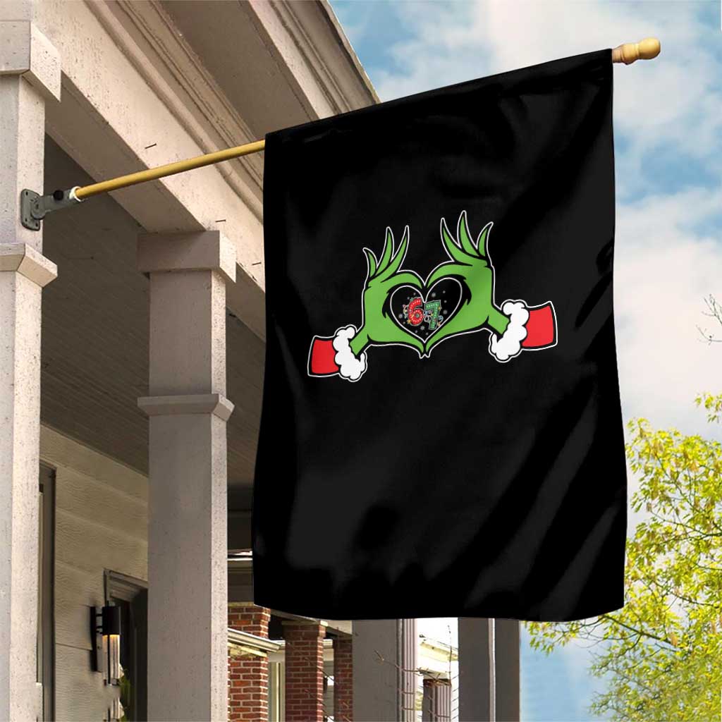Funny Six Seven Christmas 67 Meme Gen Alpha Elf Heart Hands Garden Flag TS11 Print Your Wear