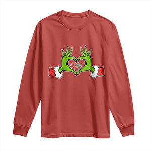 Funny Six Seven Christmas 67 Meme Gen Alpha Elf Heart Hands Long Sleeve Shirt TS11 Red Print Your Wear