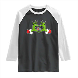 Funny Six Seven Christmas 67 Meme Gen Alpha Elf Heart Hands Raglan Shirt TS11 Black White Print Your Wear