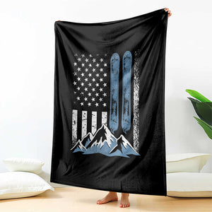 Funny Snowboarding Throw Blanket Vintage American Flag Snowboard Winter Sport TS11 Print Your Wear