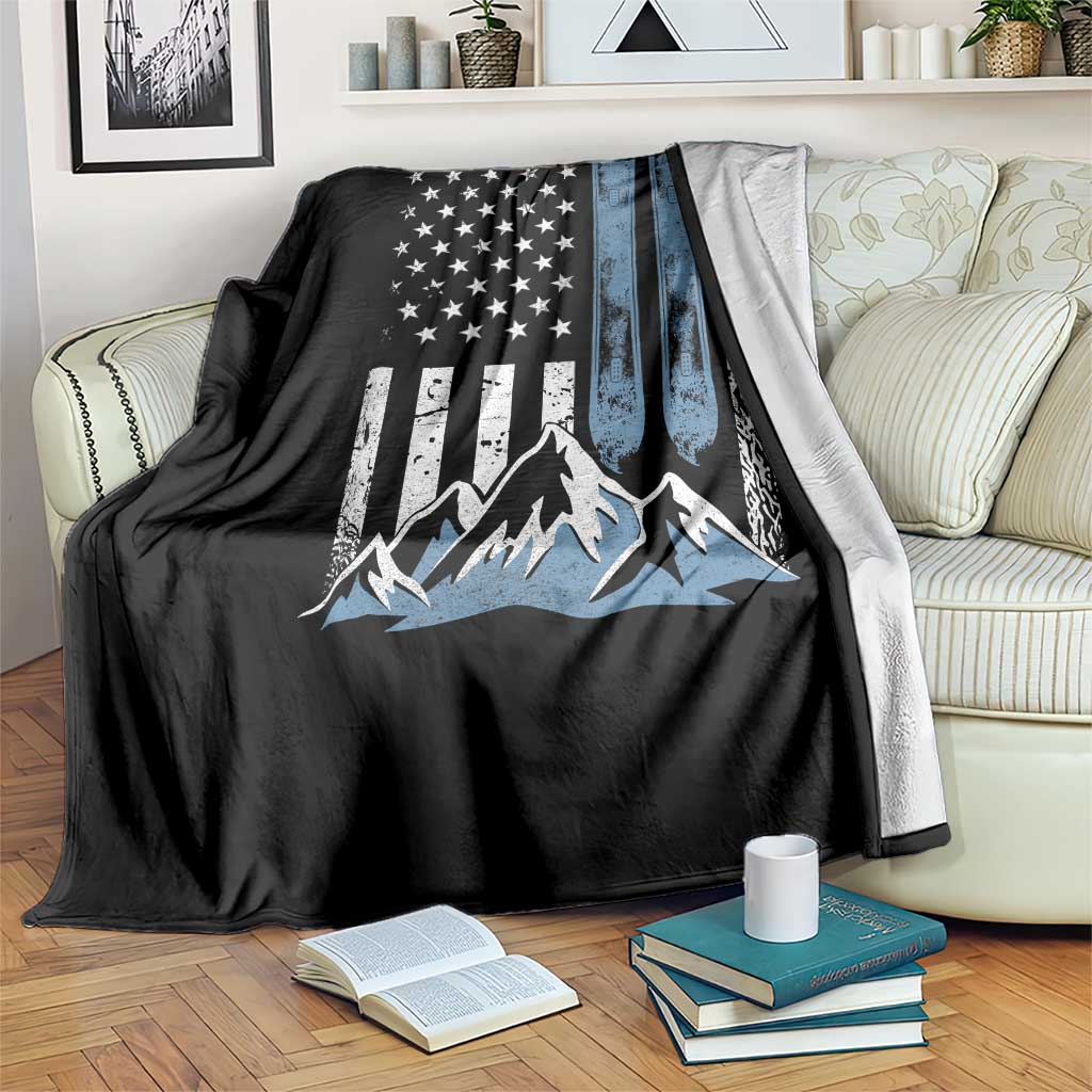 Funny Snowboarding Throw Blanket Vintage American Flag Snowboard Winter Sport TS11 Print Your Wear