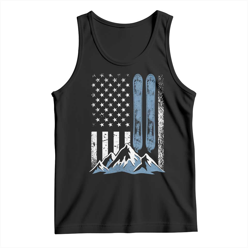 Funny Snowboarding Tank Top Vintage American Flag Snowboard Winter Sport TS11 Black Print Your Wear