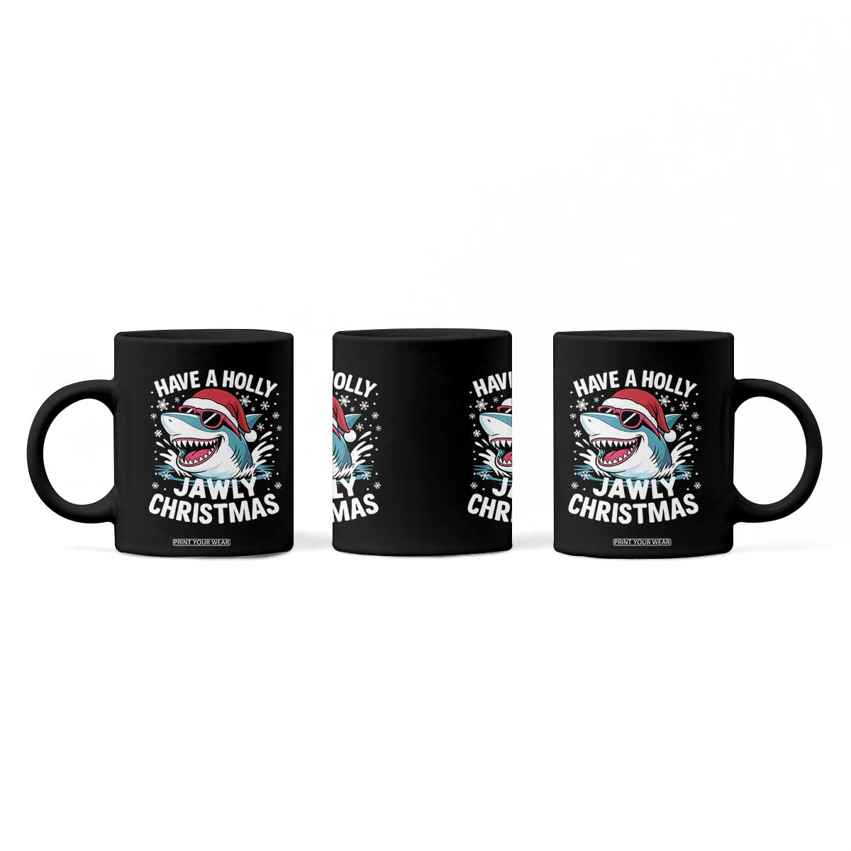 Funny Xmas Shark Coffee Mug Have A Holly Jawly Christmas Santa Hat TS11 Print Your Wear