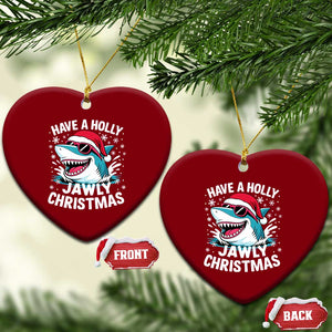 Funny Xmas Shark Ceramic Ornament Have A Holly Jawly Christmas Santa Hat TS11 Print Your Wear