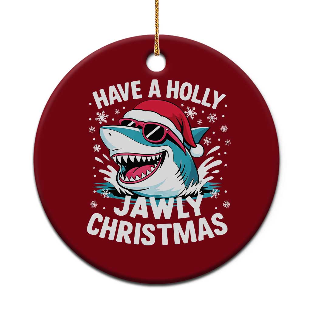 Funny Xmas Shark Ceramic Ornament Have A Holly Jawly Christmas Santa Hat TS11 1pc Red Print Your Wear