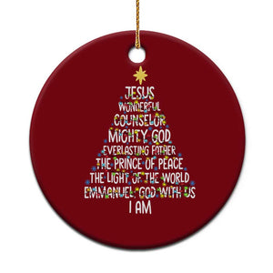 Christian Christmas Ceramic Ornament Jesus Wonderful Counselor Mighty God Xmas Tree TS11 1pc Red Print Your Wear