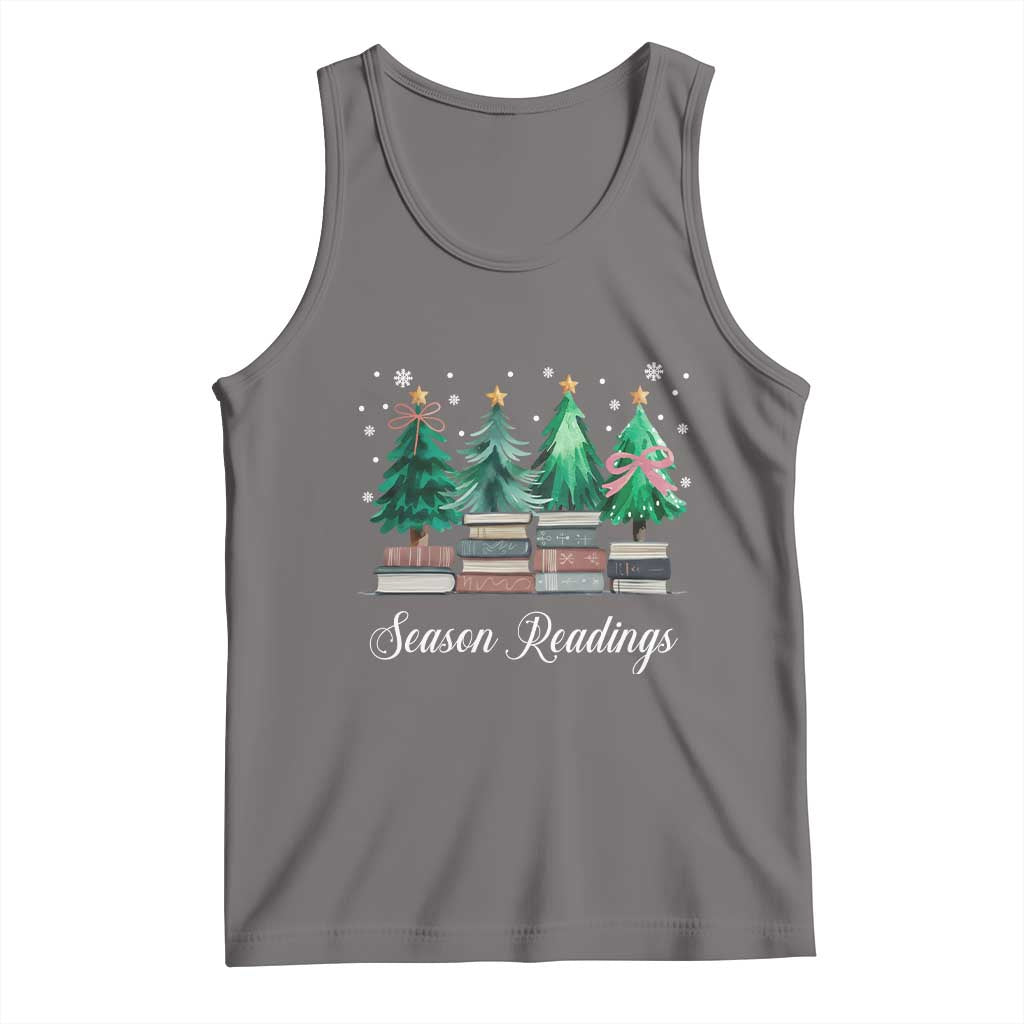 Funny Christmas Book Tank Top Season Readings Xmas Tree Bookworm Teacher Librarian TS11 Deep Heather Print Your Wear