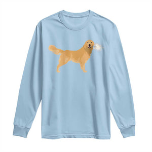 Funny Golden Retriever Dog New Year 2025 Fireworks Long Sleeve Shirt TS11 Light Blue Print Your Wear