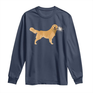 Funny Golden Retriever Dog New Year 2025 Fireworks Long Sleeve Shirt TS11 Navy Print Your Wear