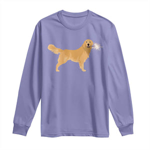 Funny Golden Retriever Dog New Year 2025 Fireworks Long Sleeve Shirt TS11 Violet Print Your Wear