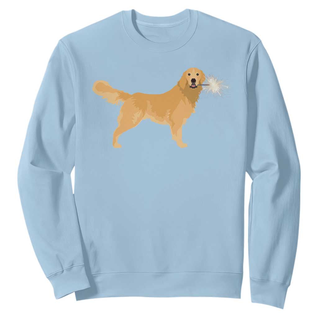 Funny Golden Retriever Dog New Year 2025 Fireworks Sweatshirt TS11 Light Blue Print Your Wear
