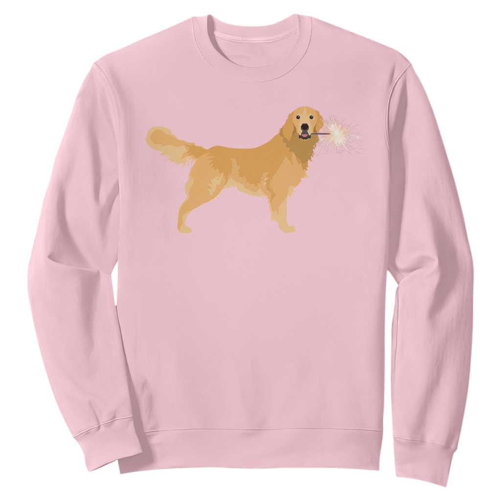 Funny Golden Retriever Dog New Year 2025 Fireworks Sweatshirt TS11 Light Pink Print Your Wear