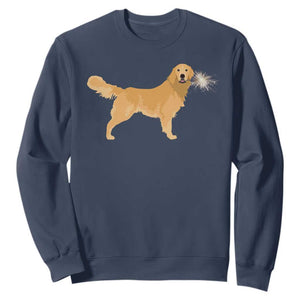 Funny Golden Retriever Dog New Year 2025 Fireworks Sweatshirt TS11 Navy Print Your Wear