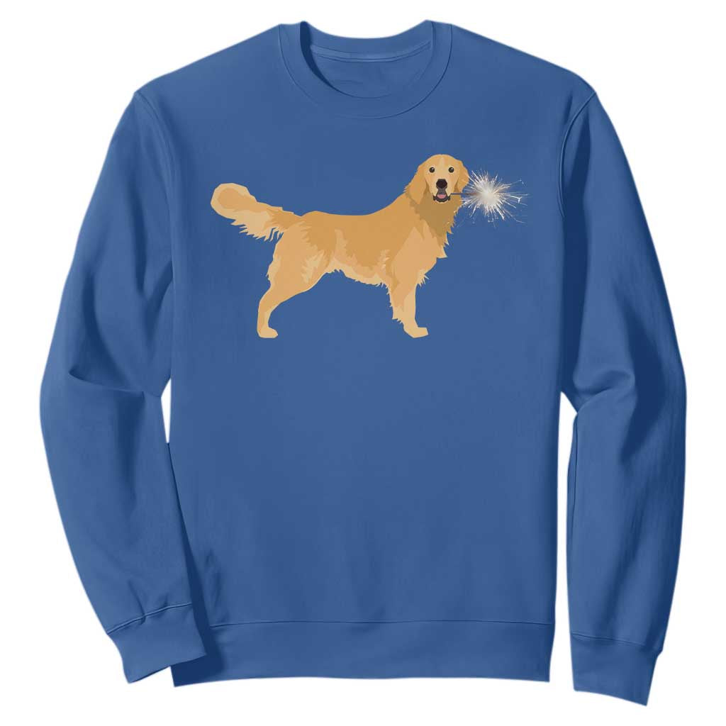 Funny Golden Retriever Dog New Year 2025 Fireworks Sweatshirt TS11 Royal Blue Print Your Wear