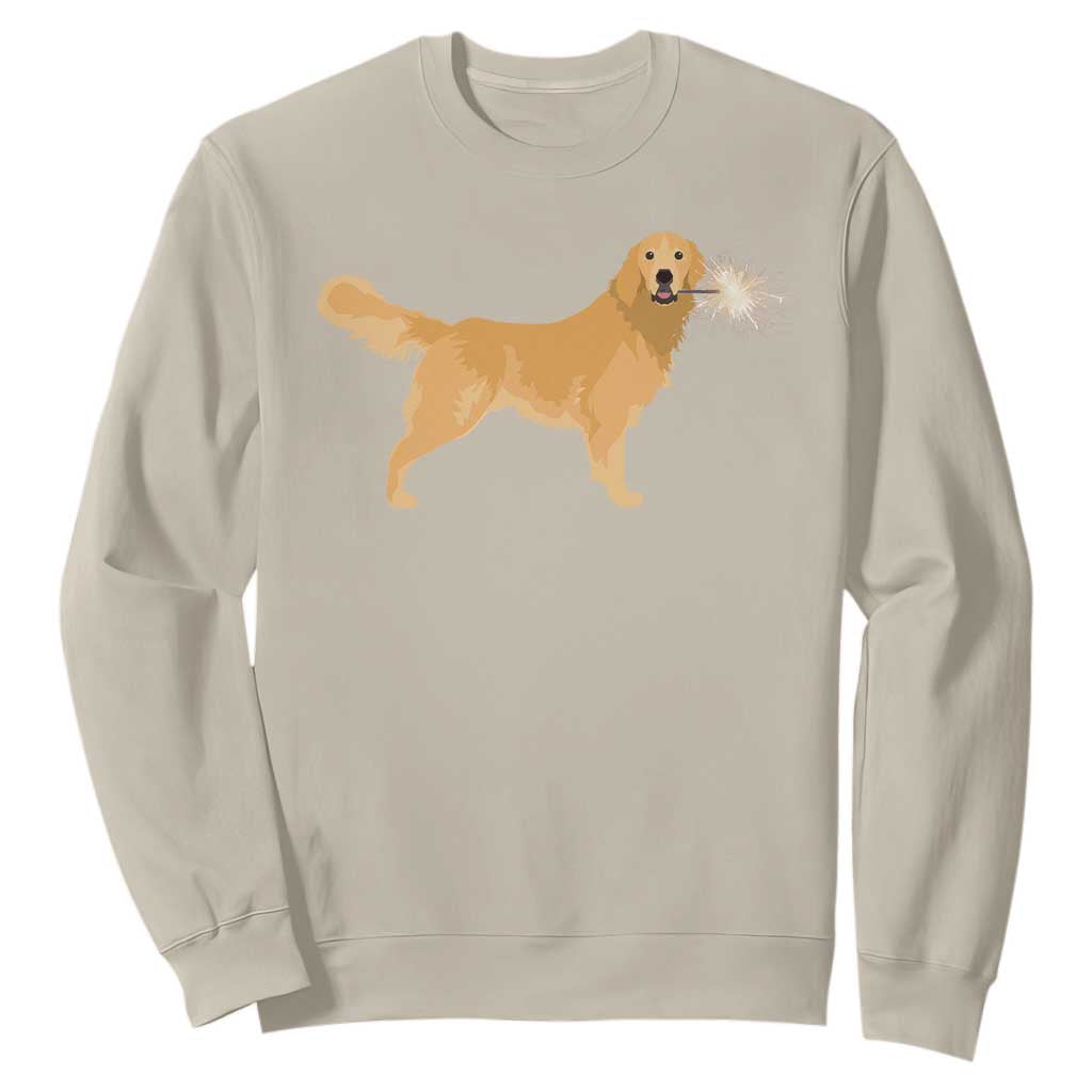 Funny Golden Retriever Dog New Year 2025 Fireworks Sweatshirt TS11 Sand Print Your Wear