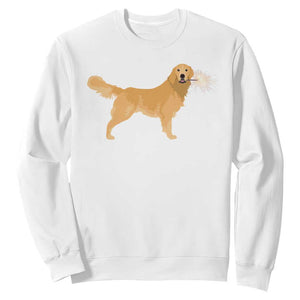 Funny Golden Retriever Dog New Year 2025 Fireworks Sweatshirt TS11 White Print Your Wear
