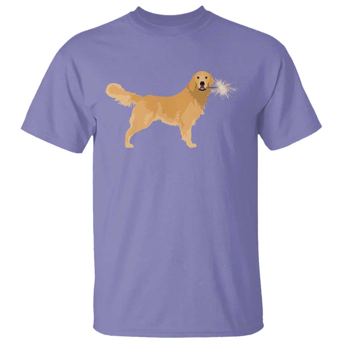 Funny Golden Retriever Dog New Year 2025 Fireworks T Shirt TS11 Violet Print Your Wear