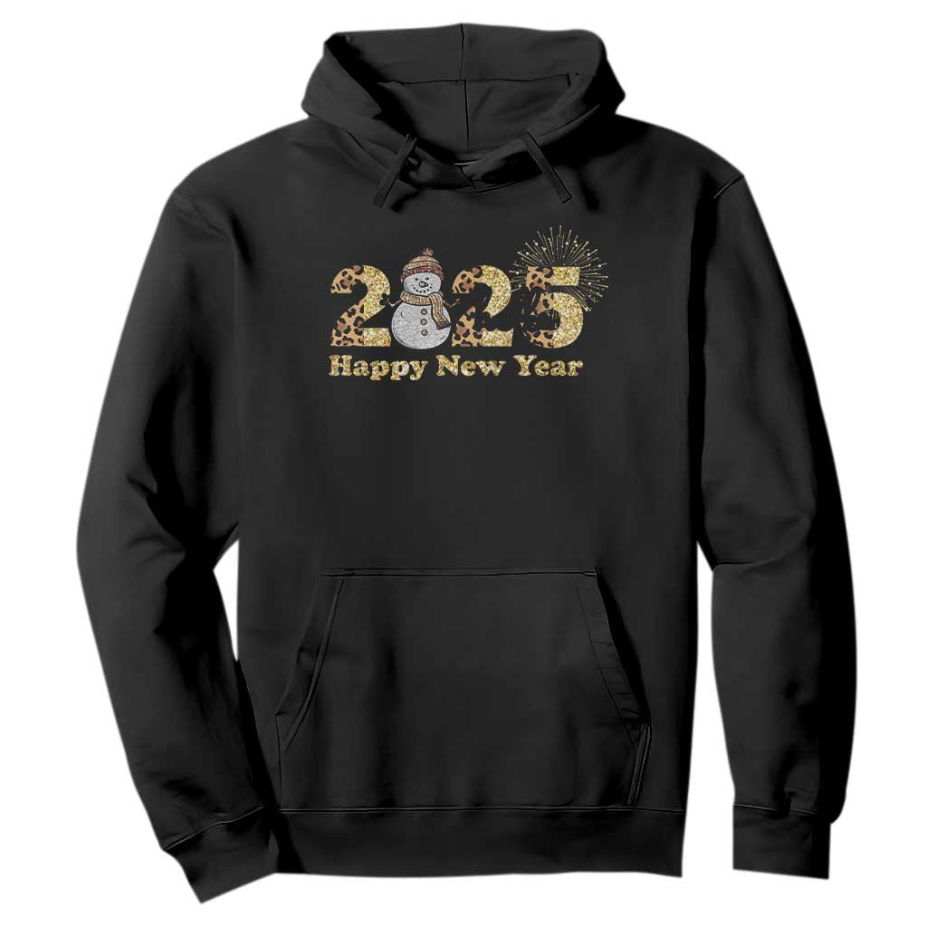 Hello 2025 Happy New Year Hoodie Fireworks Snowman TS11 Black Print Your Wear