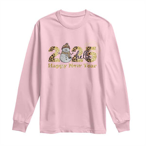 Hello 2025 Happy New Year Long Sleeve Shirt Fireworks Snowman TS11 Light Pink Print Your Wear