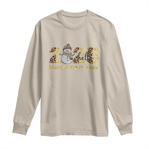 Hello 2025 Happy New Year Long Sleeve Shirt Fireworks Snowman TS11 Sand Print Your Wear