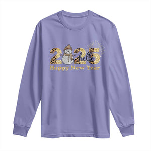 Hello 2025 Happy New Year Long Sleeve Shirt Fireworks Snowman TS11 Violet Print Your Wear