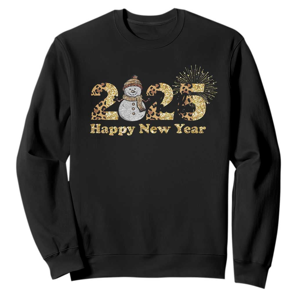 Hello 2025 Happy New Year Sweatshirt Fireworks Snowman TS11 Black Print Your Wear