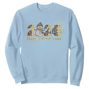 Hello 2025 Happy New Year Sweatshirt Fireworks Snowman TS11 Light Blue Print Your Wear
