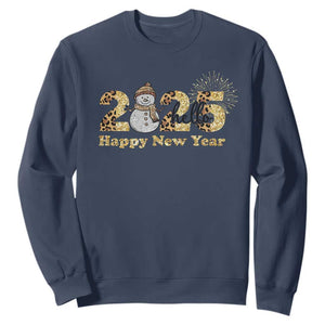 Hello 2025 Happy New Year Sweatshirt Fireworks Snowman TS11 Navy Print Your Wear