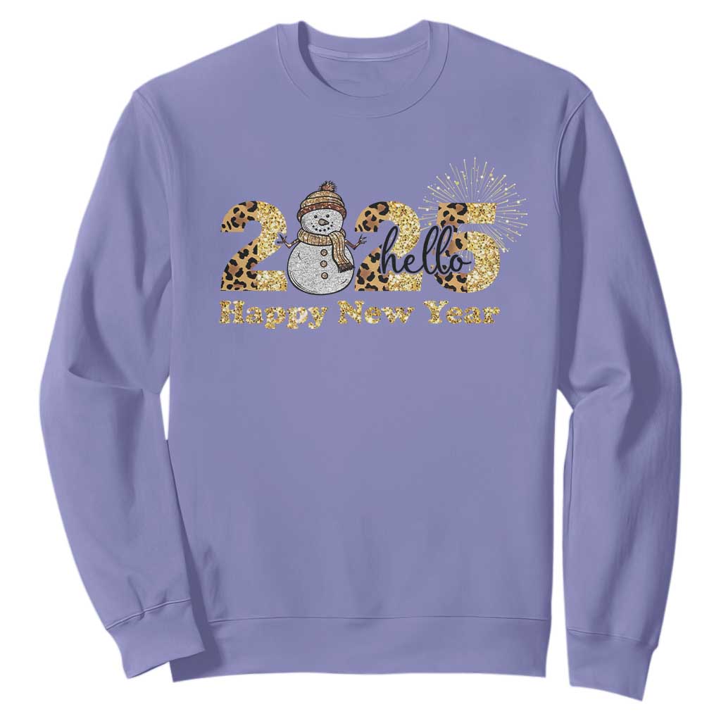 Hello 2025 Happy New Year Sweatshirt Fireworks Snowman TS11 Violet Print Your Wear