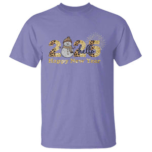 Hello 2025 Happy New Year T Shirt Fireworks Snowman TS11 Violet Print Your Wear