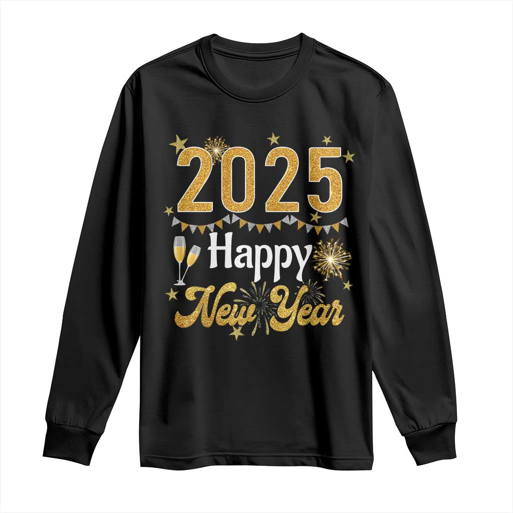 Happy New Year 2025 Long Sleeve Shirt New Year's Eve Party Family Matching TS11 Black Print Your Wear