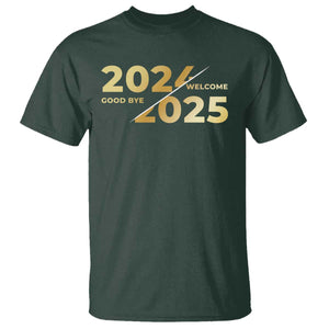 Happy New Year 2025 Goodbye 2024 Welcome 2025 T Shirt TS11 Dark Forest Green Print Your Wear